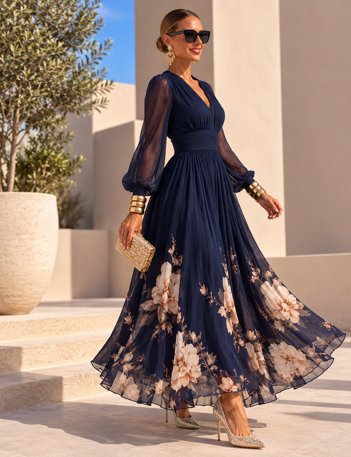Pirelle - Tailliertes florales Maxikleid