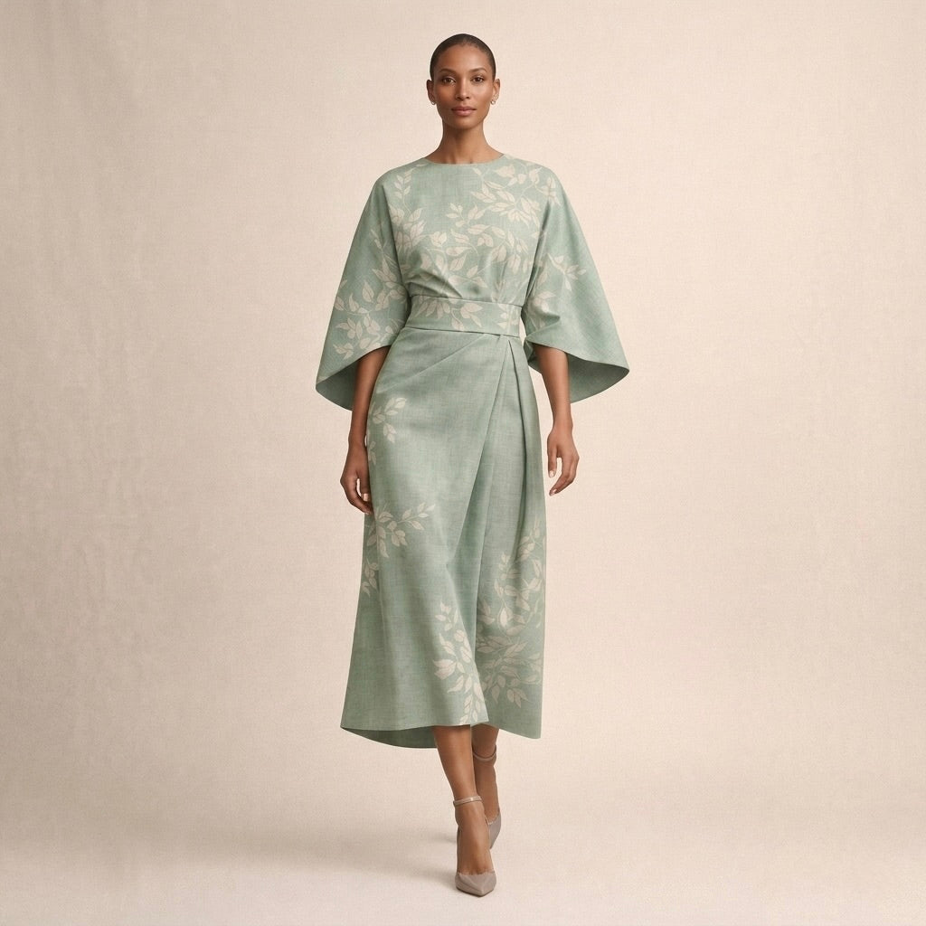 Evarin - Florales Soft-Touch-Midi-Kleid