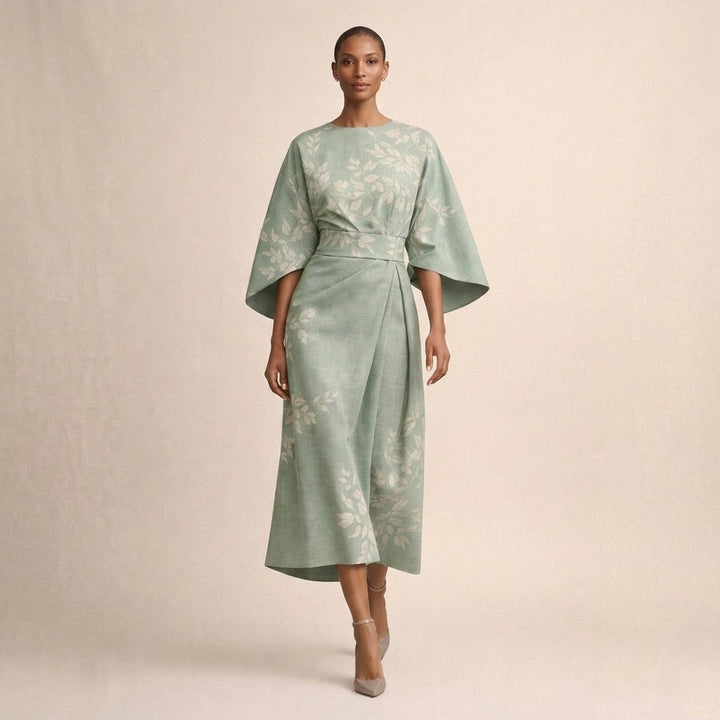 Evarin - Florales Soft-Touch-Midi-Kleid