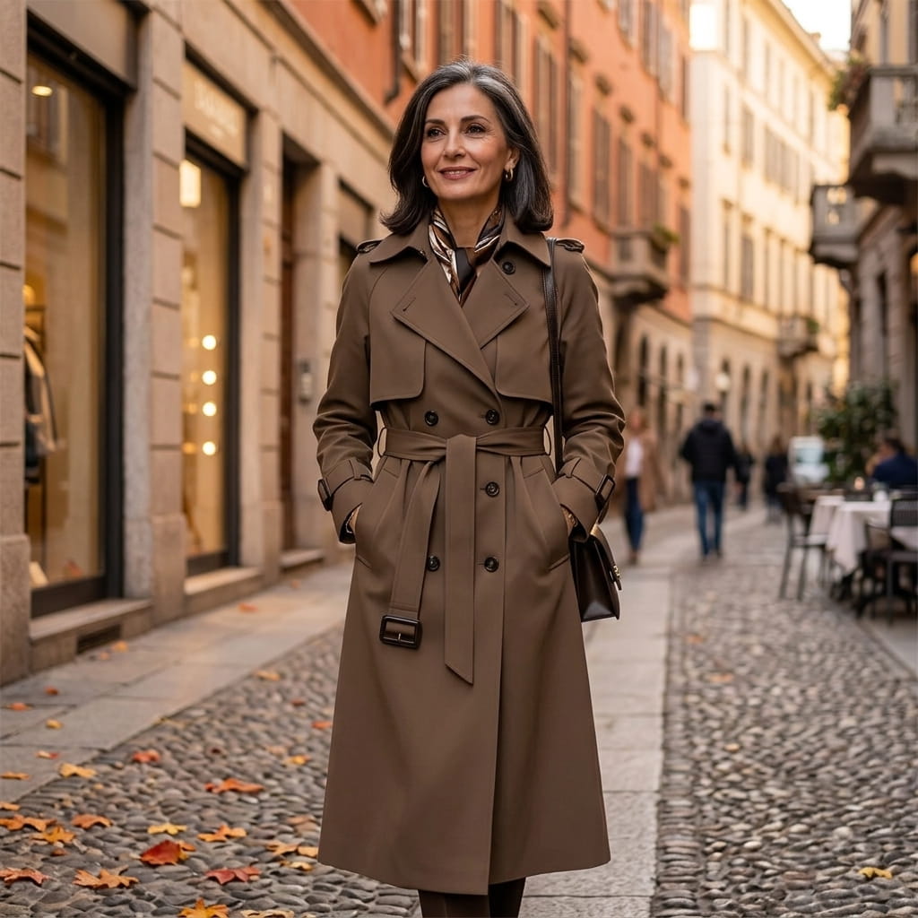 Aliki - Doppelreihiger Trenchcoat mit Gürtel