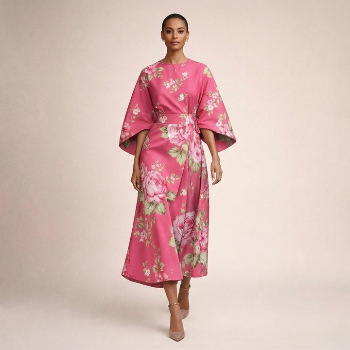 Evarin - Florales Soft-Touch-Midi-Kleid