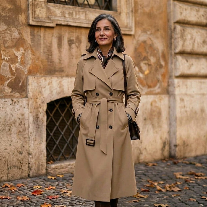 Aliki - Doppelreihiger Trenchcoat mit Gürtel