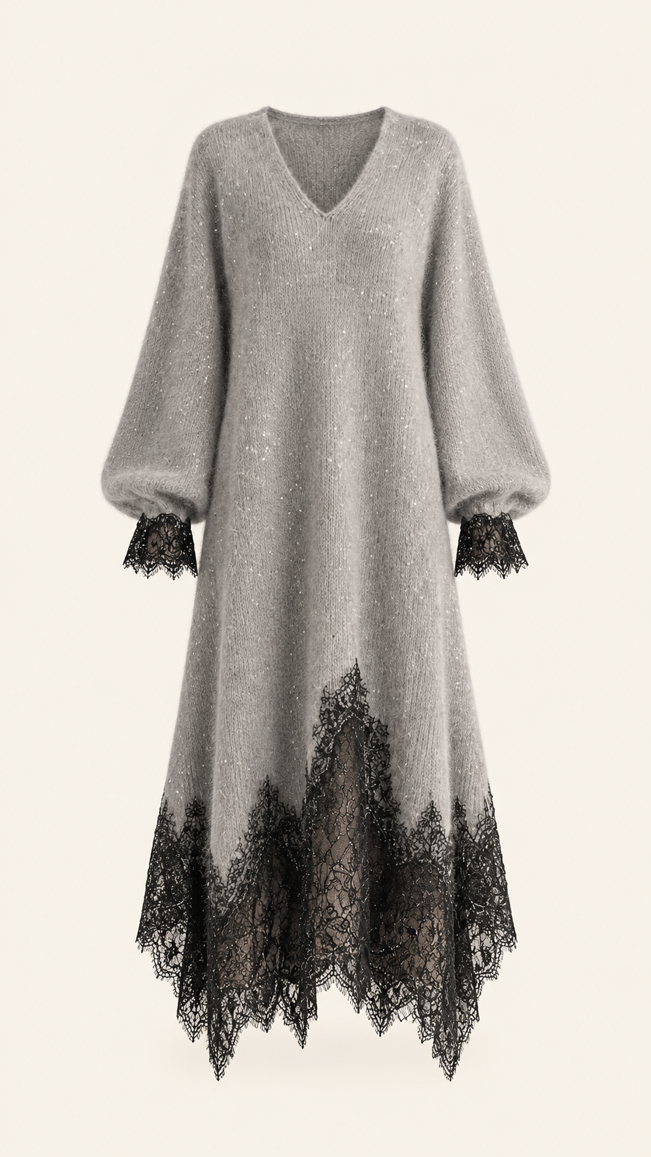 Jiska - Midikleid mit Spitzenabschluss