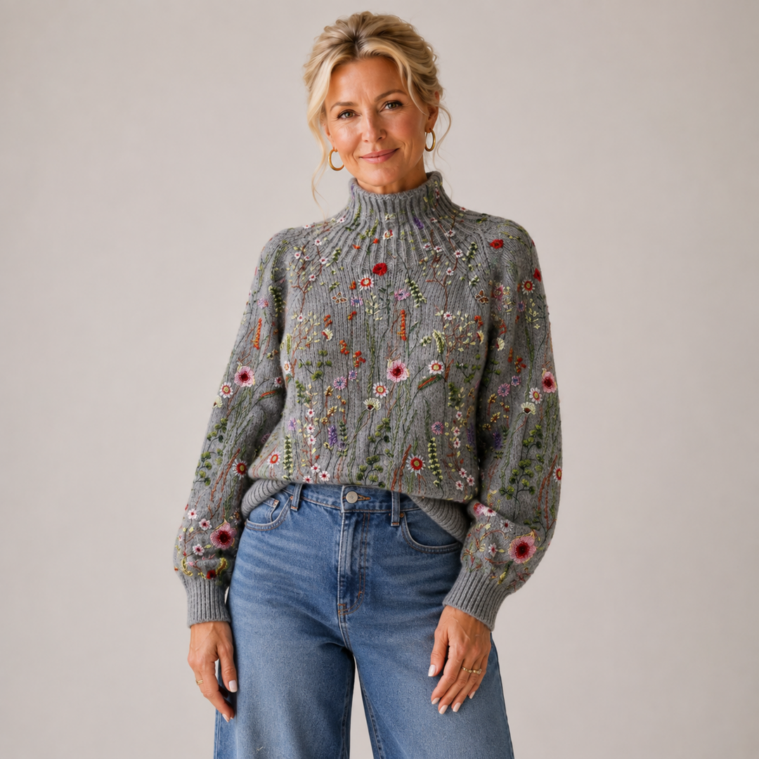 Adorelia - Weicher, floraler Strickpullover