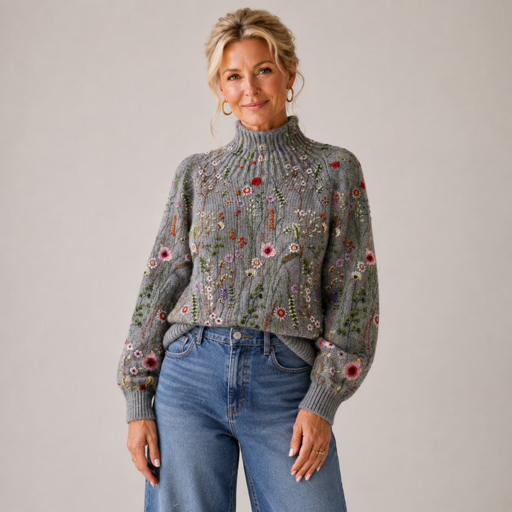 Adorelia - Weicher, floraler Strickpullover