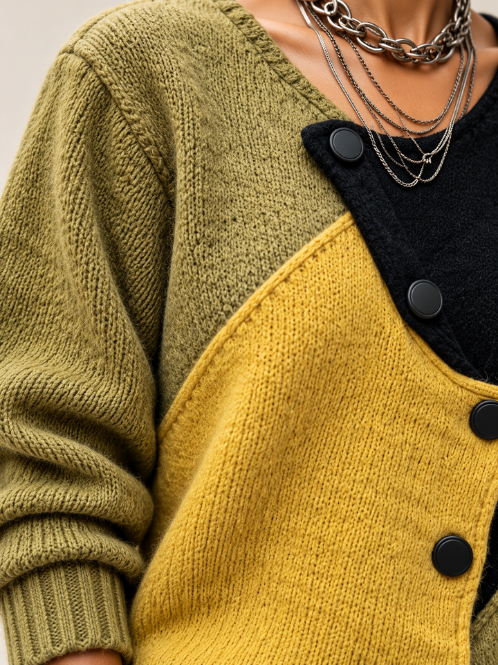 Ismay - Asymmetrischer Cardigan mit Knopfleiste
