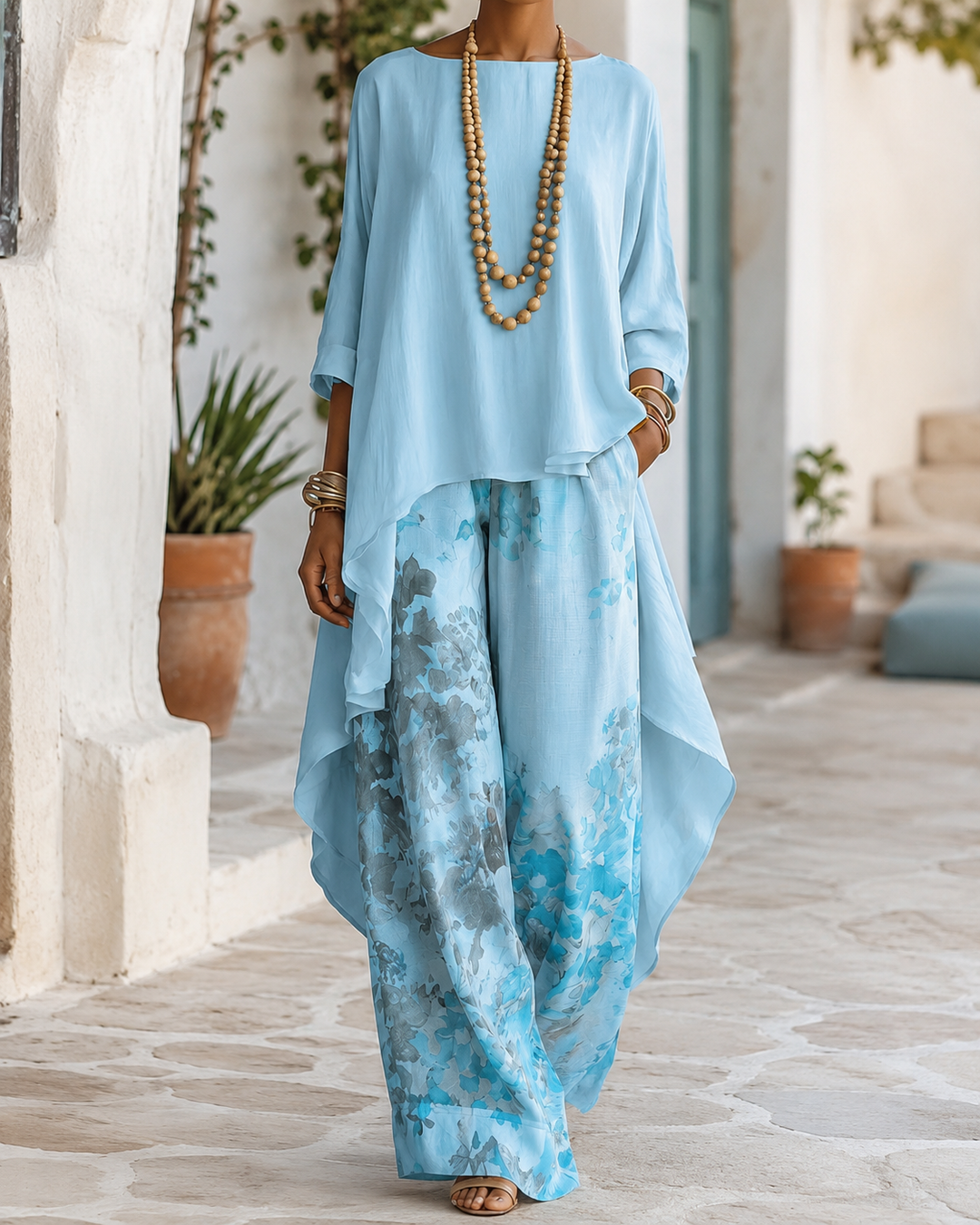 Anwyn - Zweiteiler mit Chiffon-Top im Lagenlook und weiter Hose