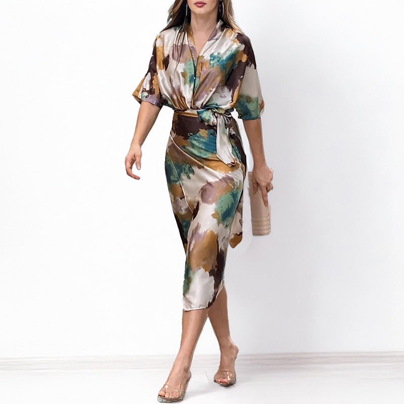 Jelyra - schimmerndes Midi-Wickelkleid