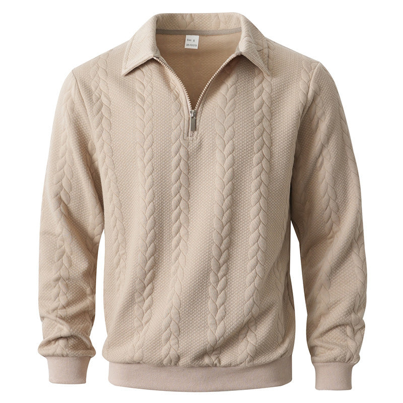 Ethan - Texturiertes Poloshirt mit 1/4-Reißverschluss
