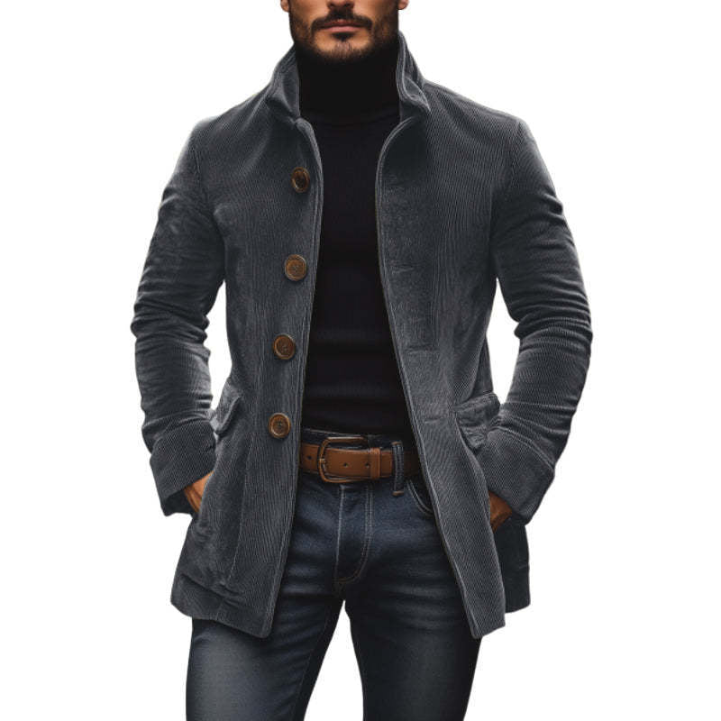 Digby - Rippstrickjacke mit hohem Stehkragen