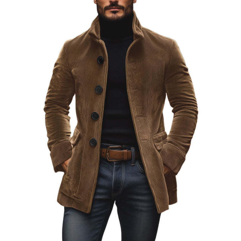 Digby - Rippstrickjacke mit hohem Stehkragen