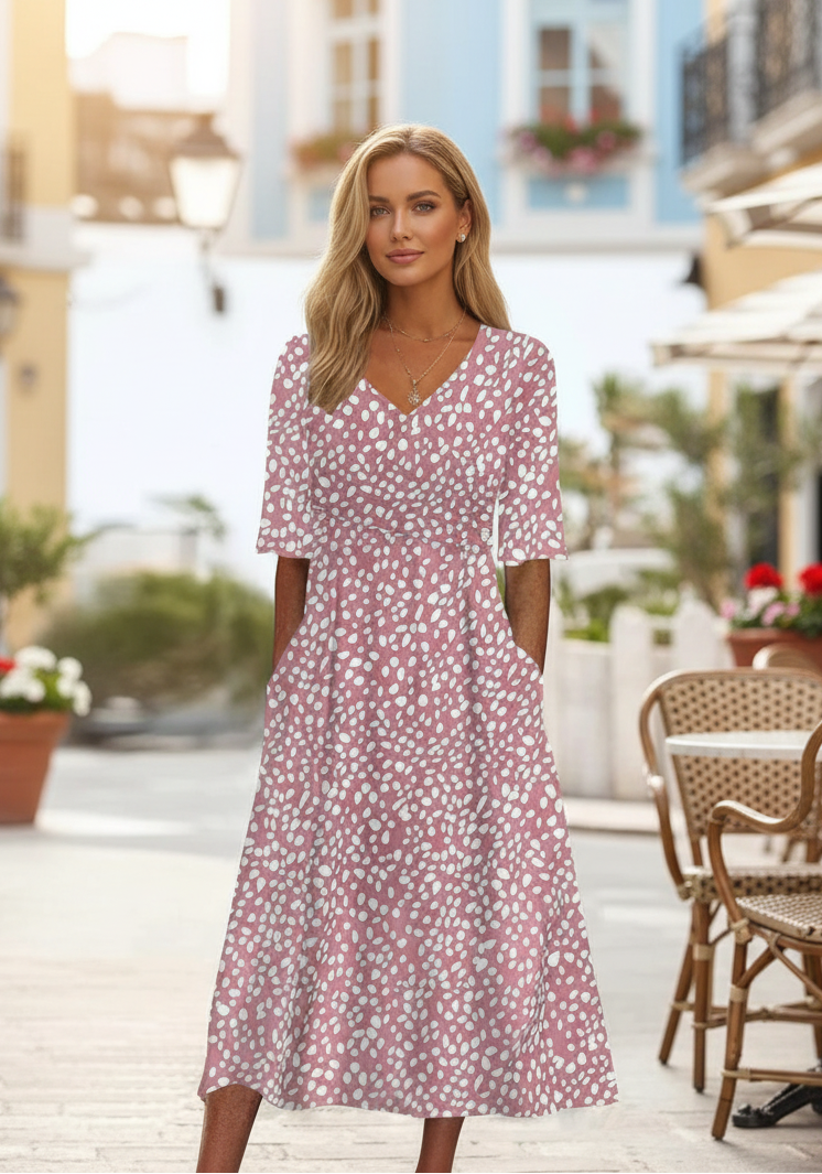 Corisande - Gepunktetes Soft-Touch-Midikleid