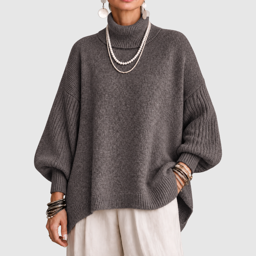 Sorcha - Entspannter, drapierter Rollkragenpullover