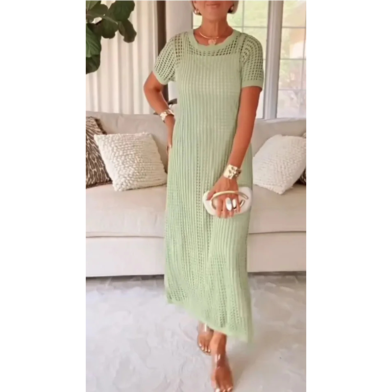 Jenae - Soft-Touch Stufen-Maxikleid