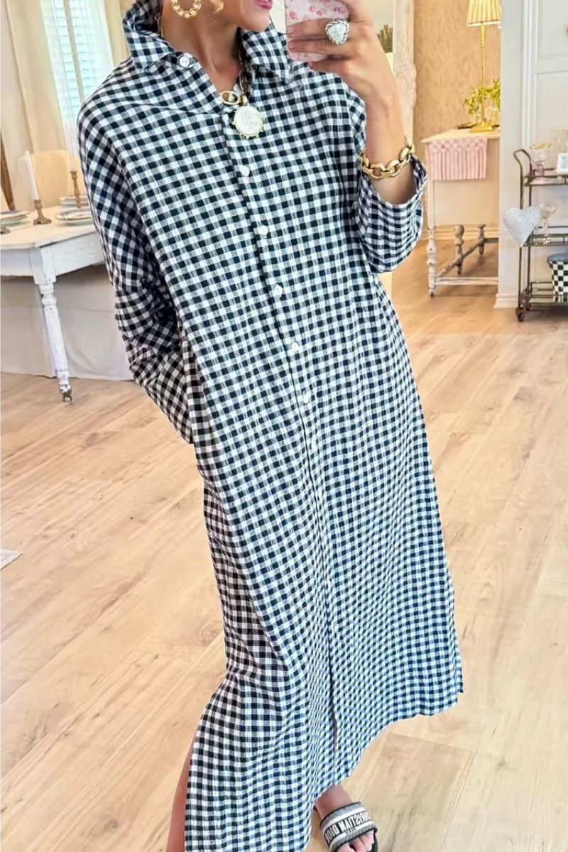 Eveloria - Hochwertiges kariertes Hemdkleid