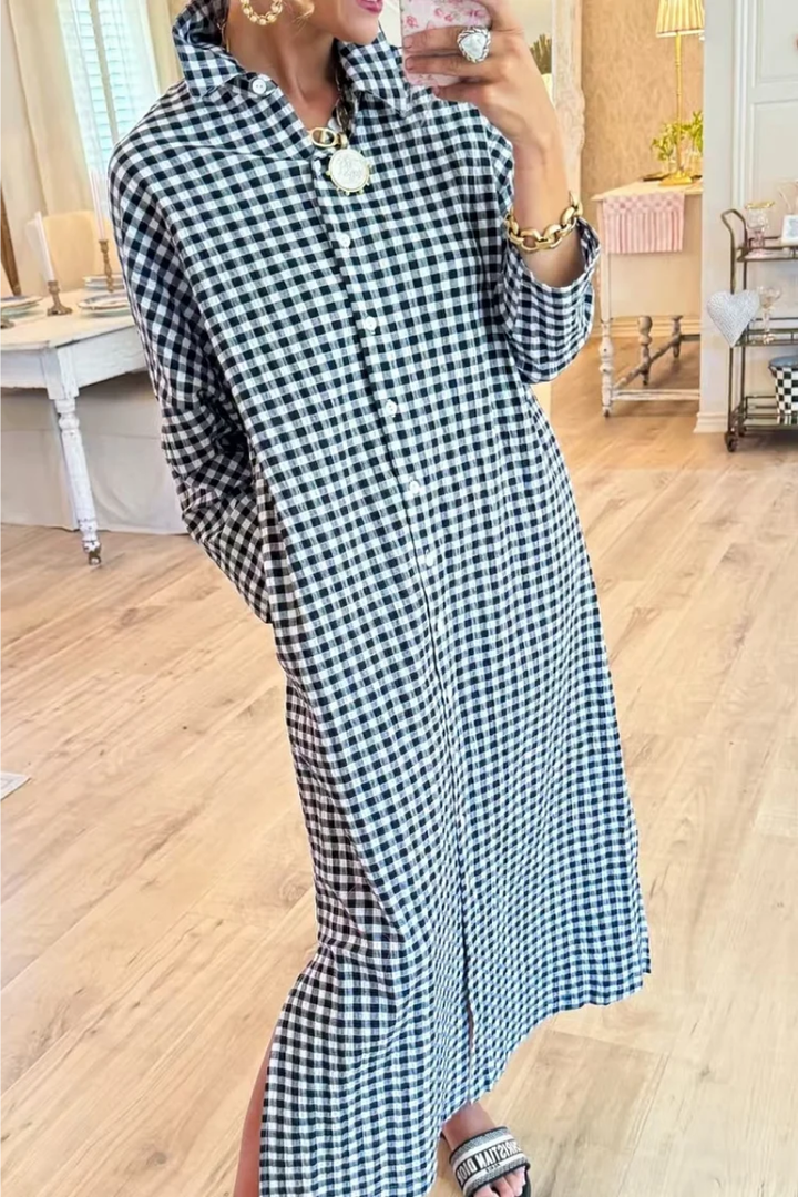 Eveloria - Hochwertiges kariertes Hemdkleid