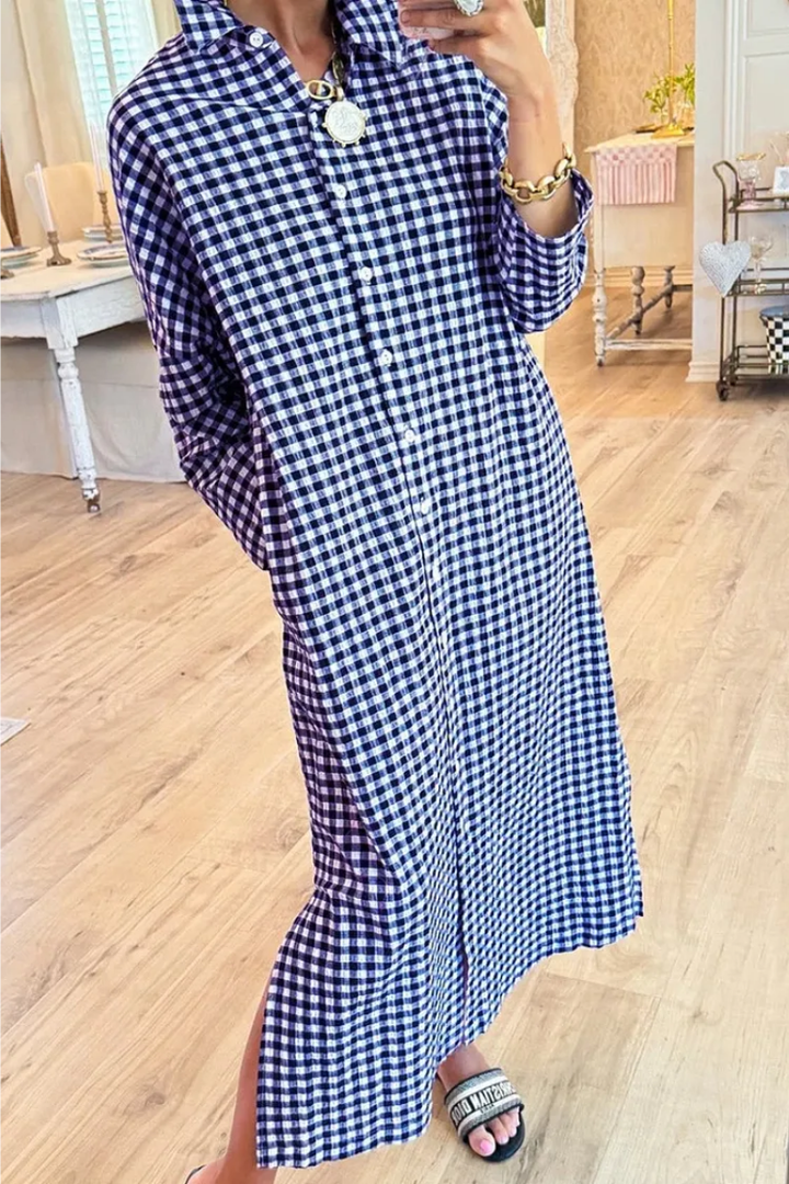 Eveloria - Hochwertiges kariertes Hemdkleid