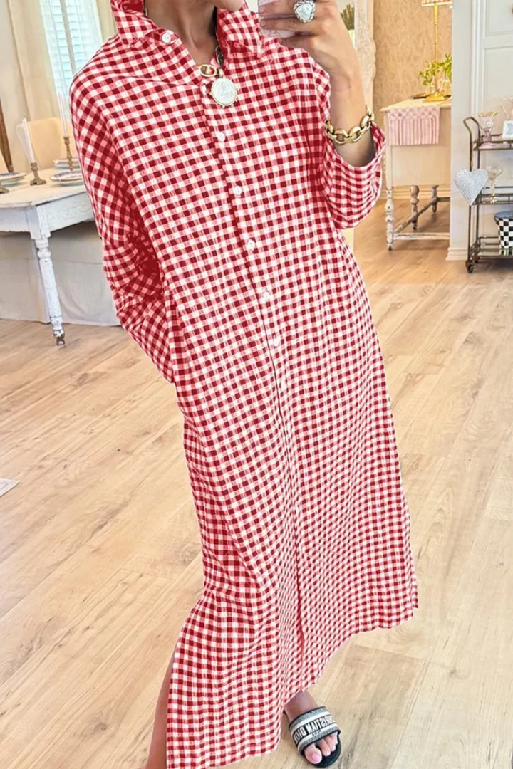 Eveloria - Hochwertiges kariertes Hemdkleid
