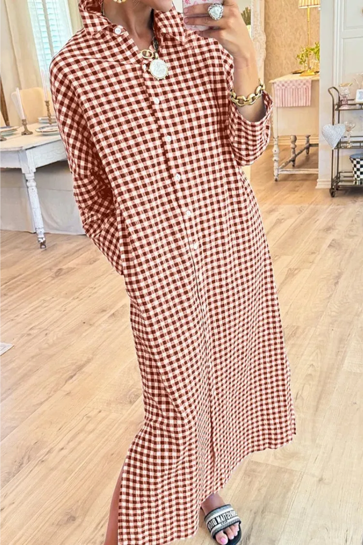 Eveloria - Hochwertiges kariertes Hemdkleid