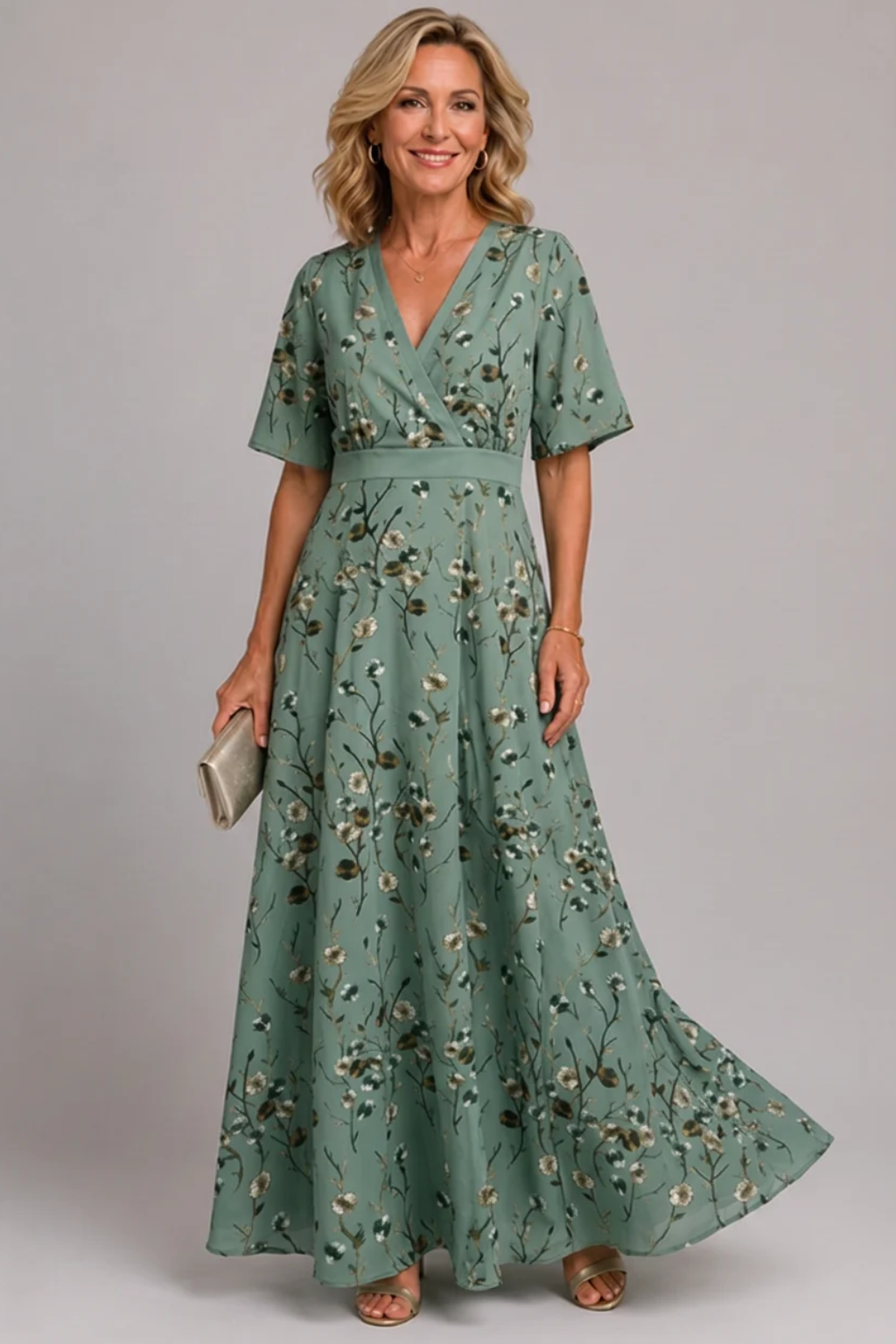Adaline - Florales Soft-Touch-Midikleid