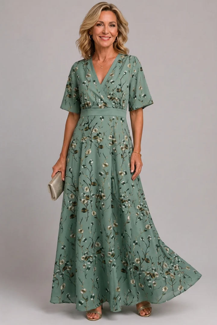 Adaline - Florales Soft-Touch-Midikleid