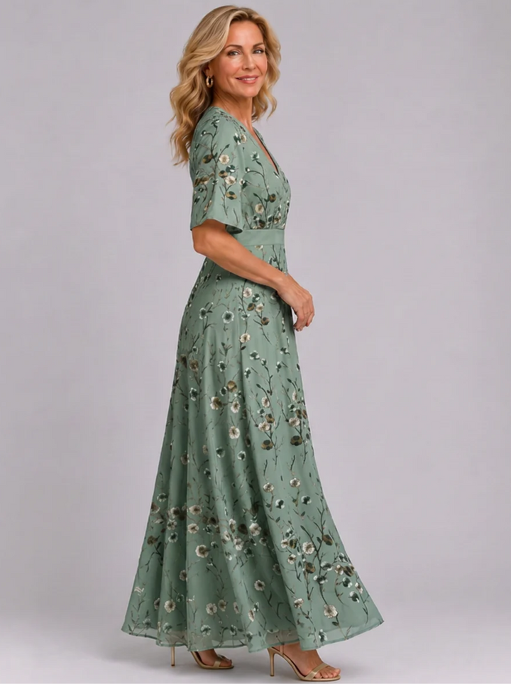 Adaline - Florales Soft-Touch-Midikleid