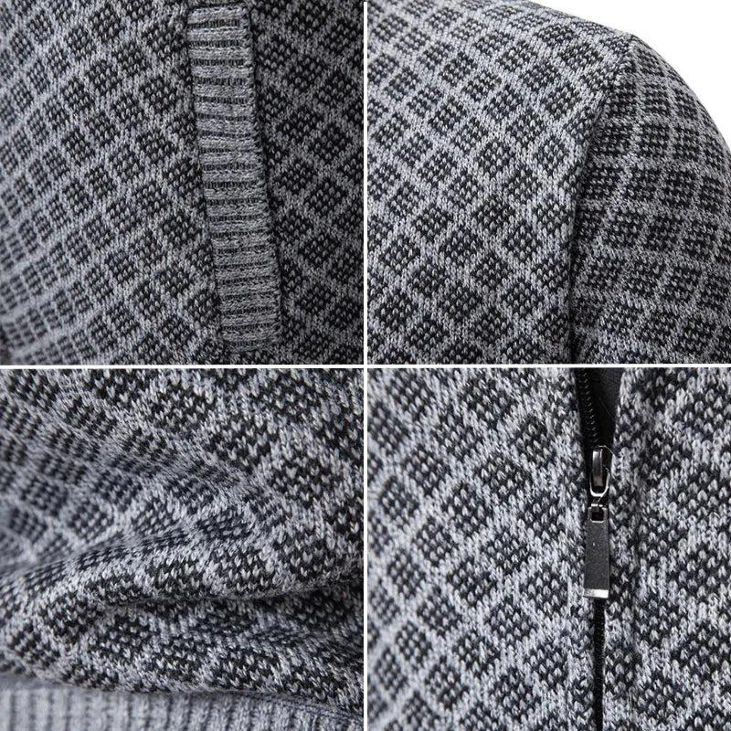Aris - Gemusterte Strickjacke mit durchgehendem Reißverschluss