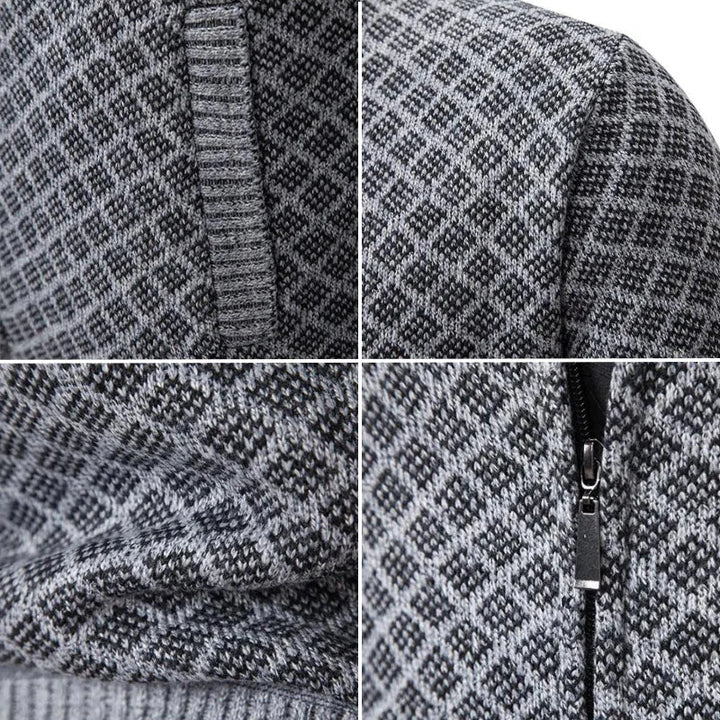 Aris - Gemusterte Strickjacke mit durchgehendem Reißverschluss