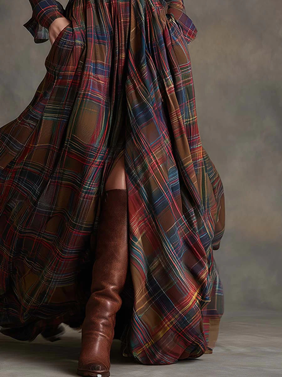 Caralisse - Premium Maxikleid mit Karomuster