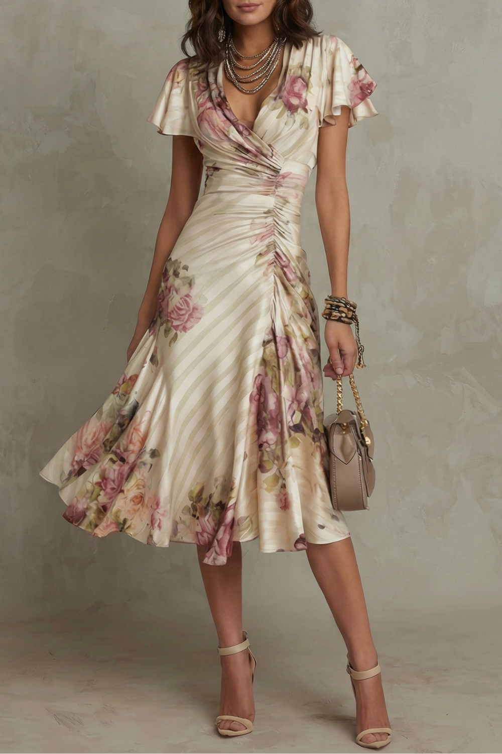 Jessamine - Luxuriöses Wickelkleid in Midi-Länge