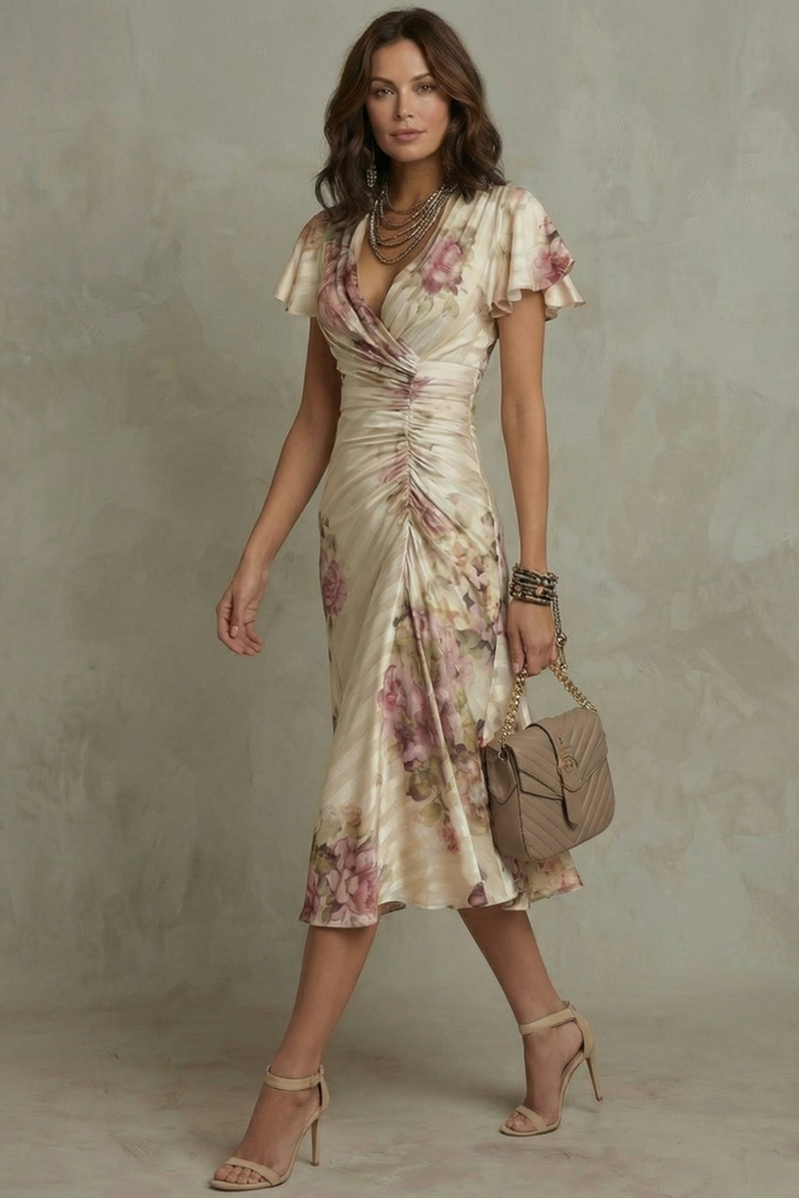 Jessamine - Luxuriöses Wickelkleid in Midi-Länge