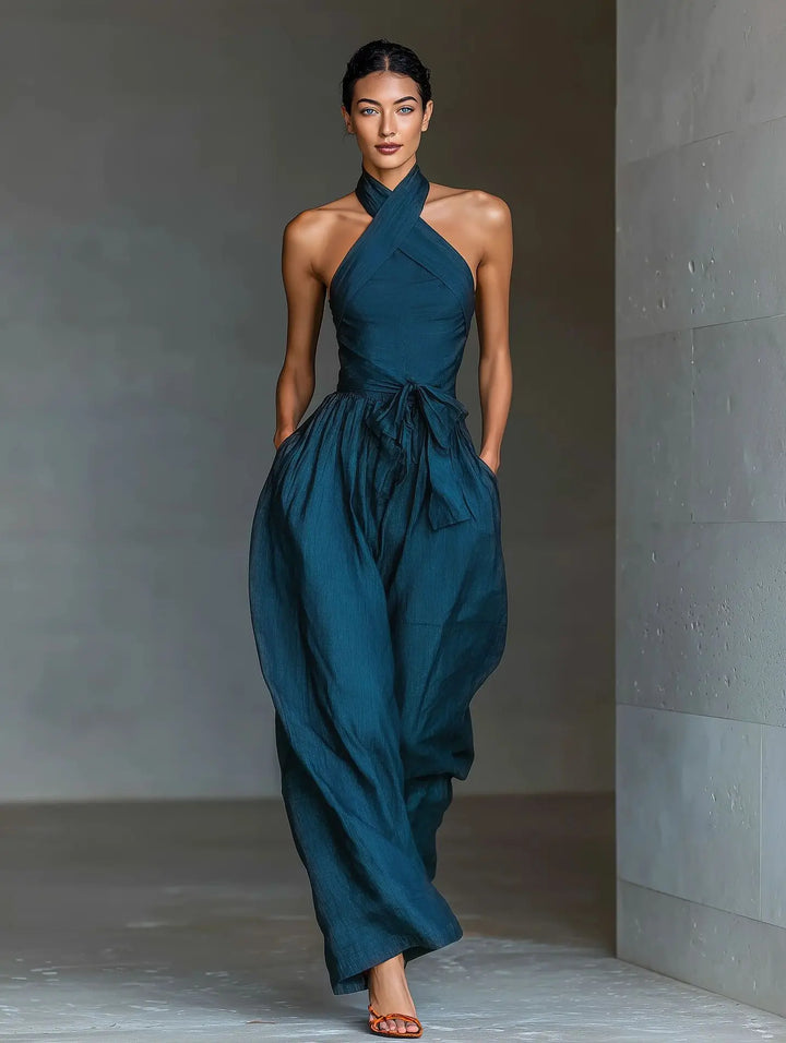 Evaria - Jumpsuit mit Kreuzträgern und weitem Bein