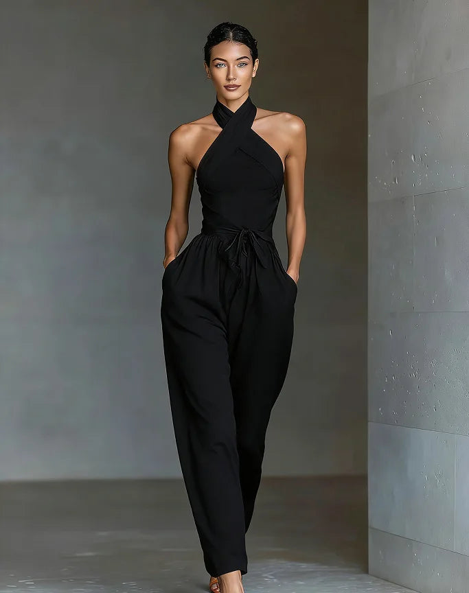 Evaria - Jumpsuit mit Kreuzträgern und weitem Bein