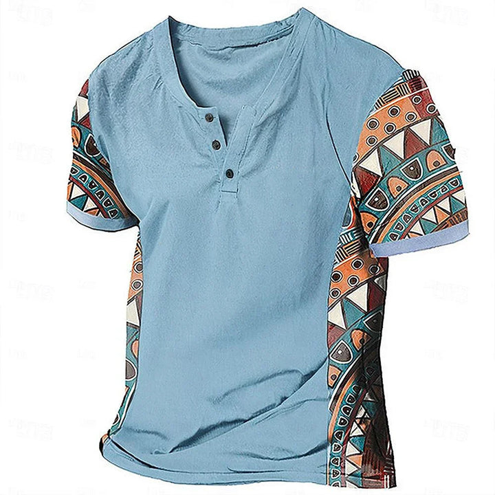 Zachary - Vintage-inspiriertes Henley-Shirt mit Tribal-Print
