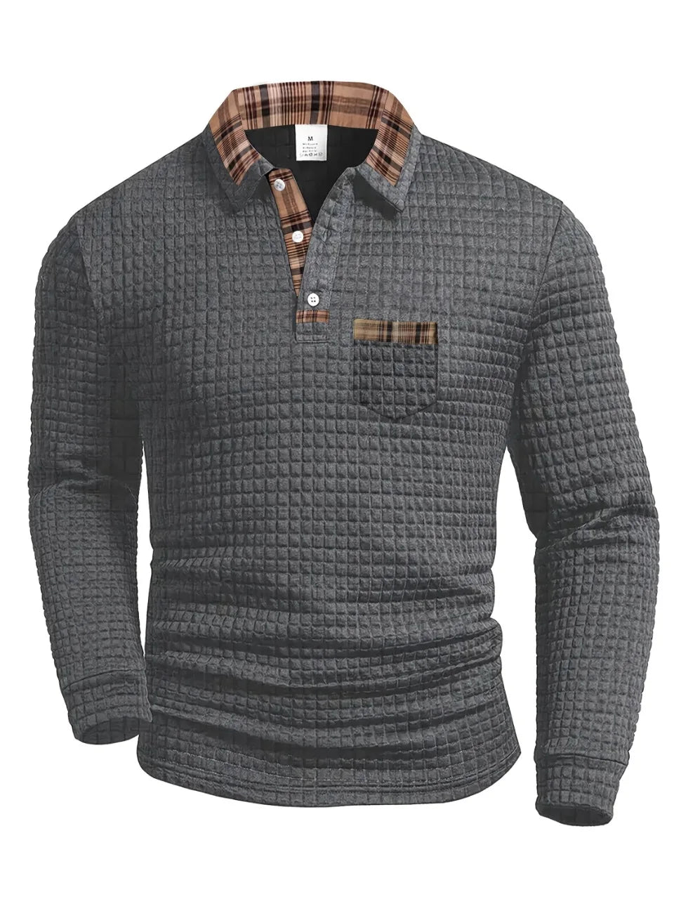 Arlen - Kariertes Langarm-Poloshirt mit Soft-Touch-Finish