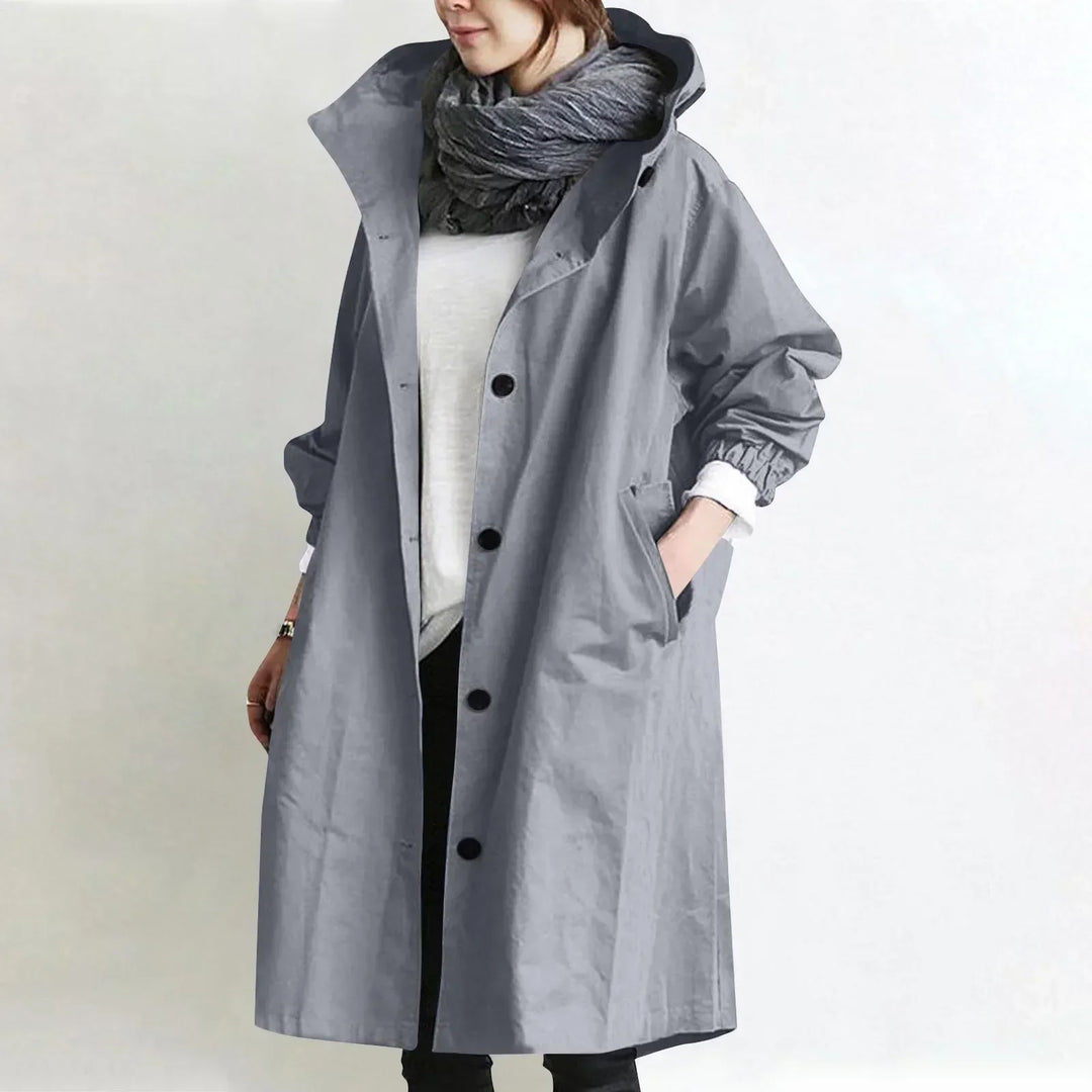 Yelina - langer Trenchcoat mit Kapuze
