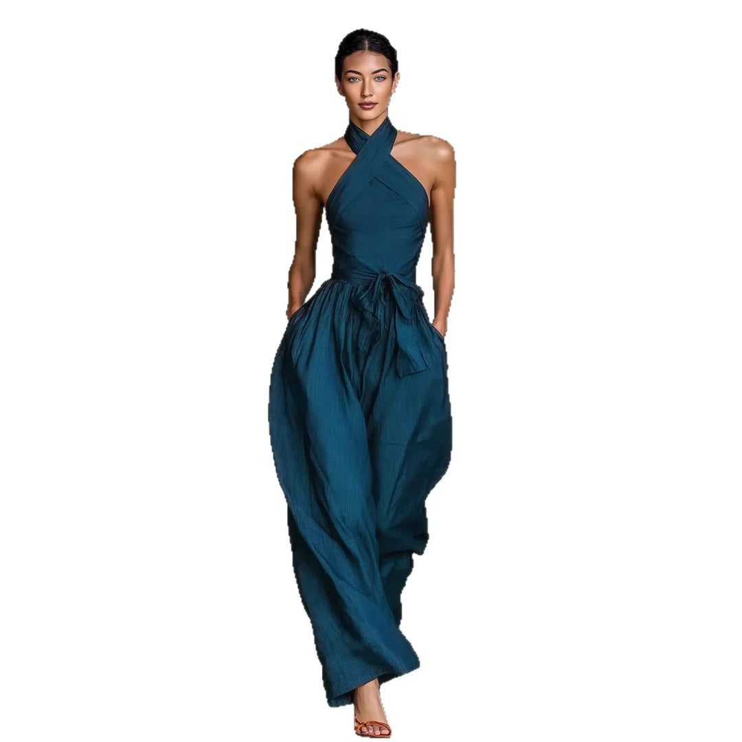 Evaria - Jumpsuit mit Kreuzträgern und weitem Bein