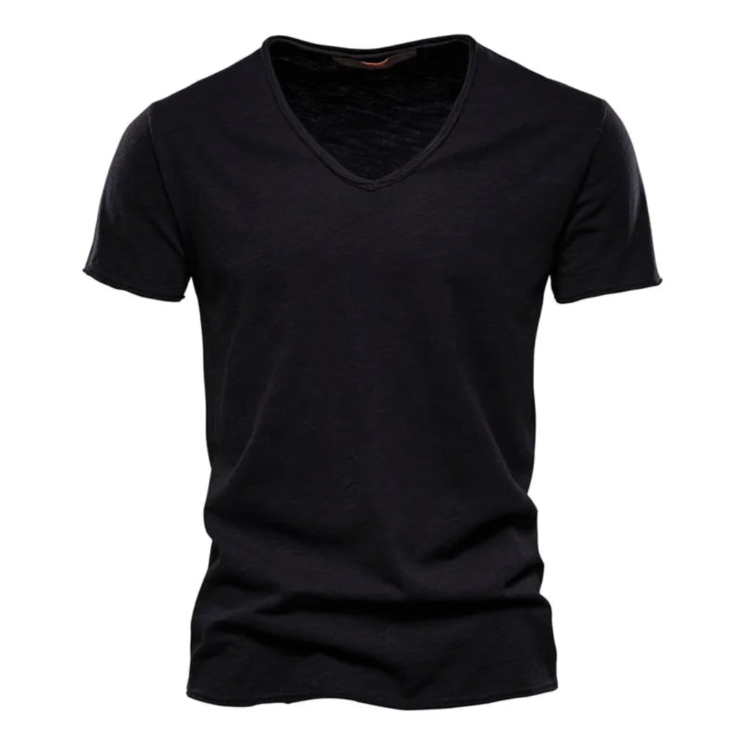 Jackson - Soft-Touch Slub-T-Shirt mit V-Ausschnitt