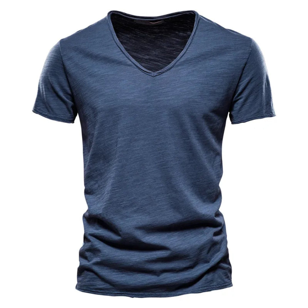 Jackson - Soft-Touch Slub-T-Shirt mit V-Ausschnitt