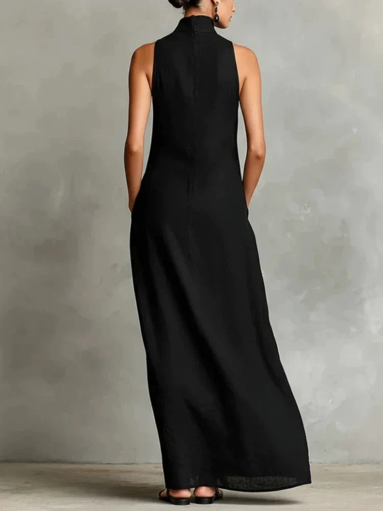 Orietta - Ärmelloses Maxikleid mit hohem Kragen