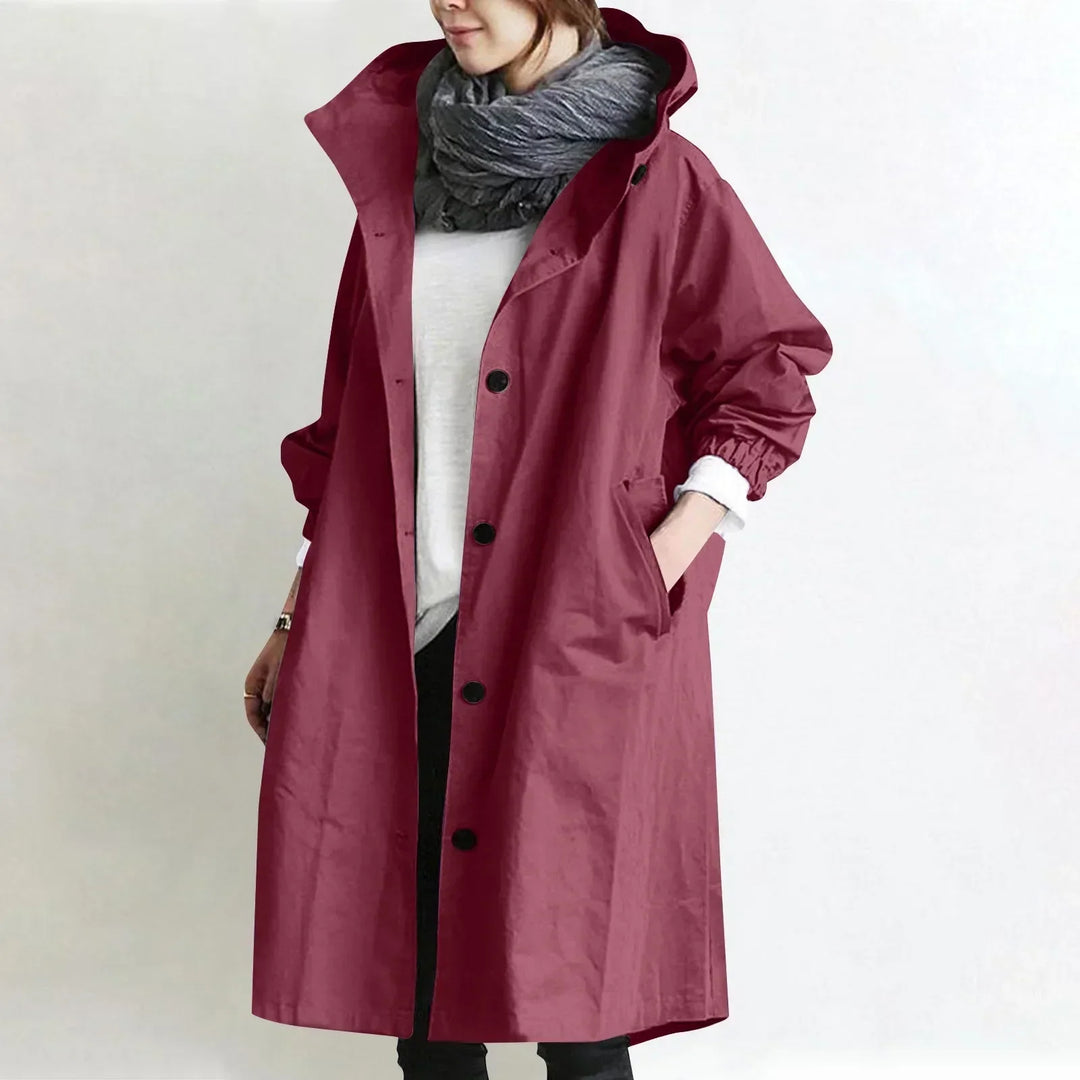 Yelina - langer Trenchcoat mit Kapuze