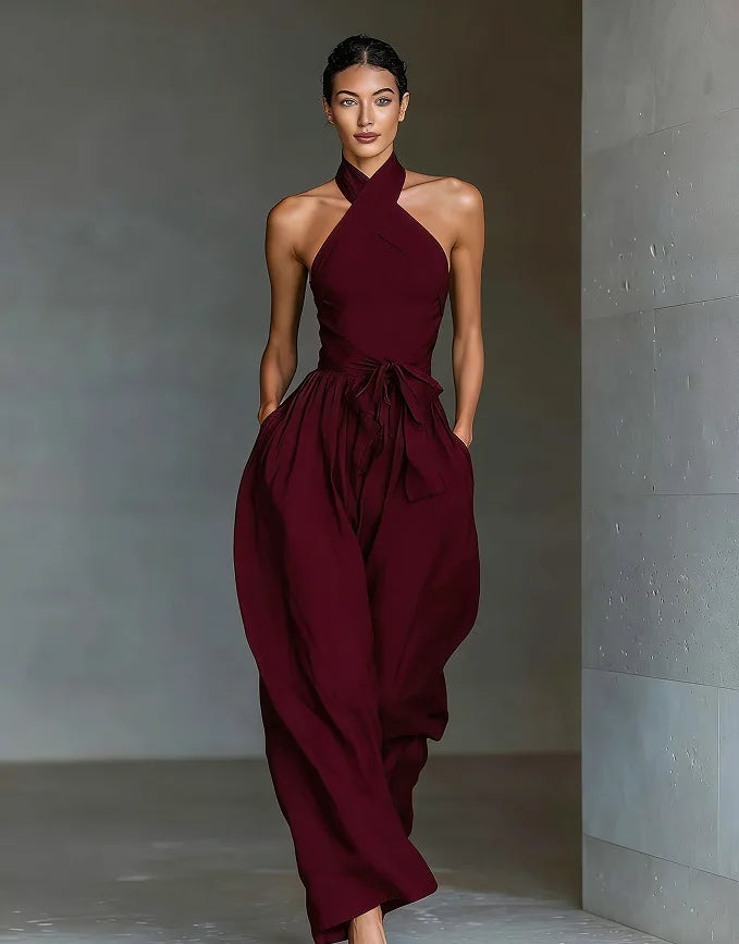 Evaria - Jumpsuit mit Kreuzträgern und weitem Bein