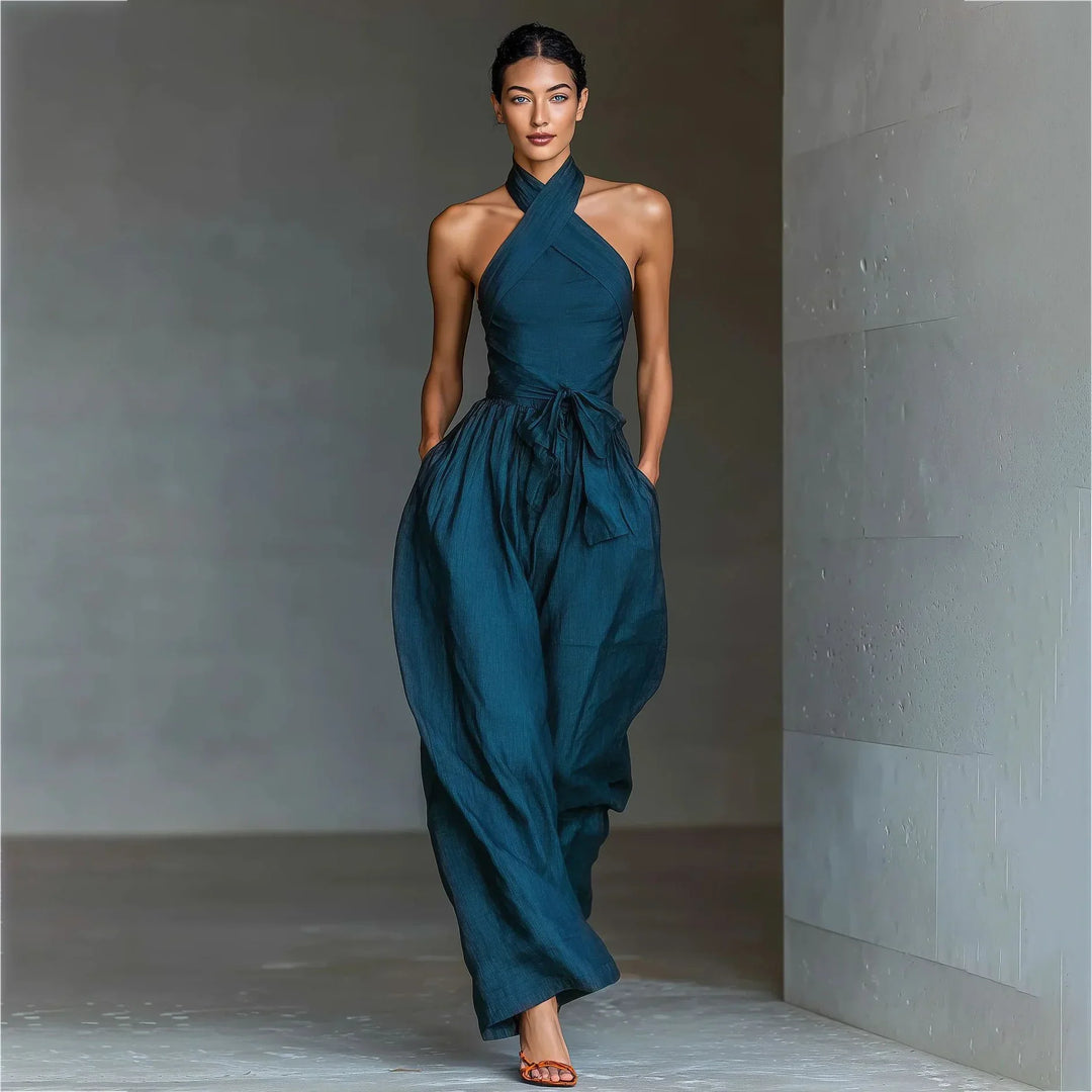 Evaria - Jumpsuit mit Kreuzträgern und weitem Bein
