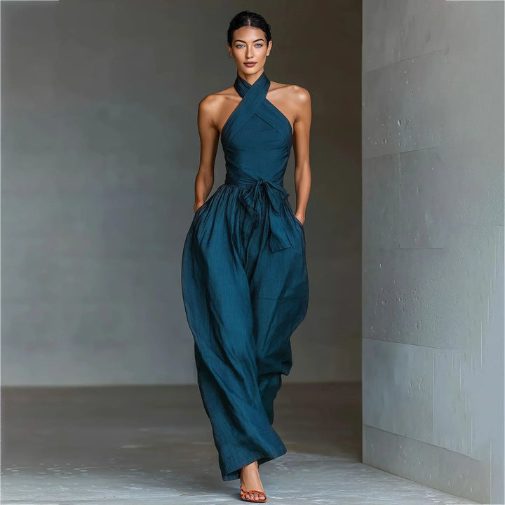 Evaria - Jumpsuit mit Kreuzträgern und weitem Bein