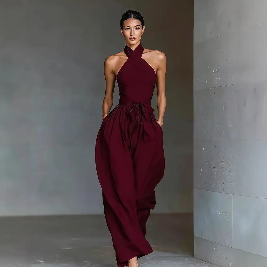 Evaria - Jumpsuit mit Kreuzträgern und weitem Bein