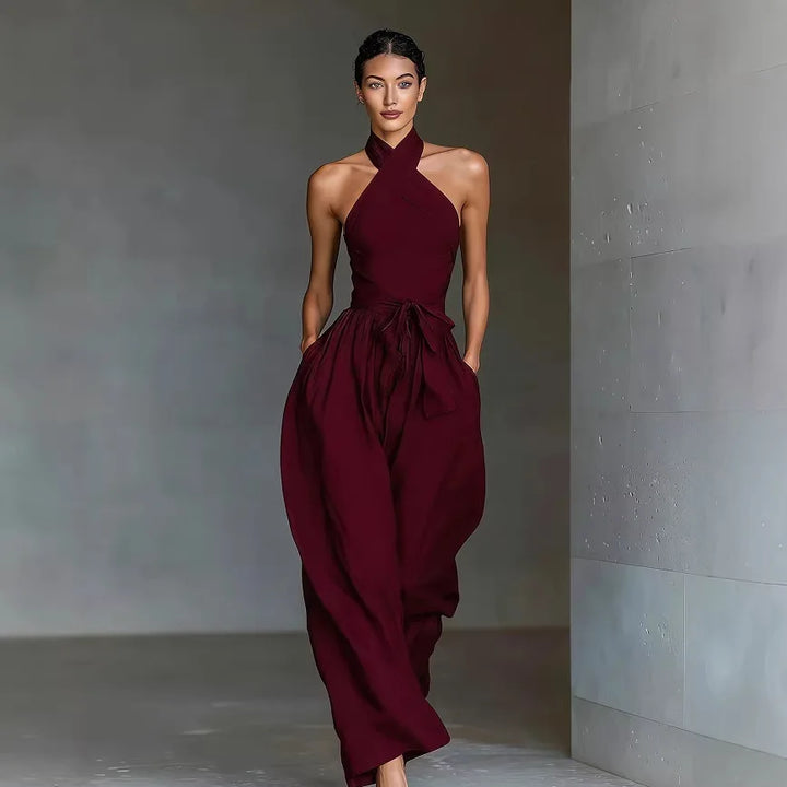 Evaria - Jumpsuit mit Kreuzträgern und weitem Bein