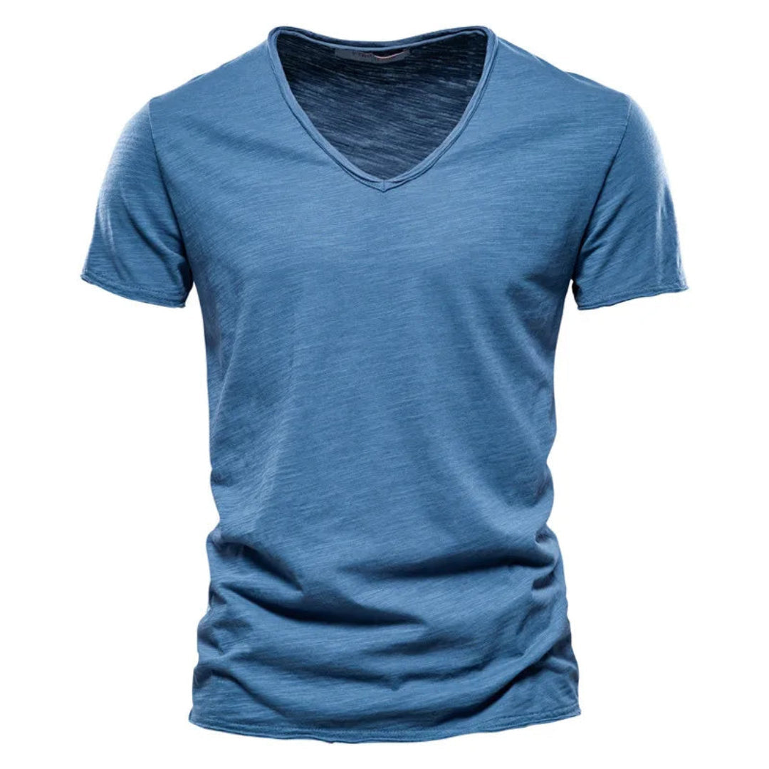 Jackson - Soft-Touch Slub-T-Shirt mit V-Ausschnitt