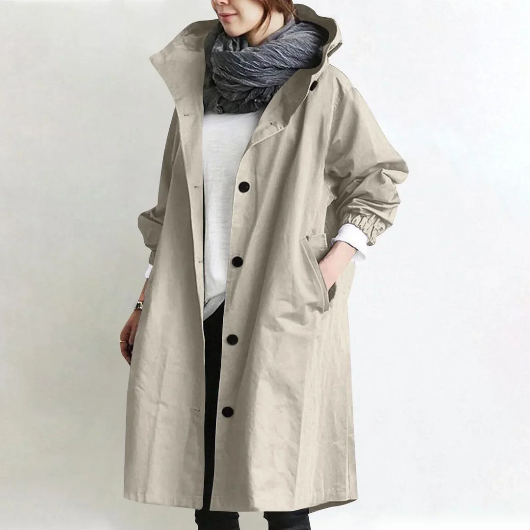 Yelina - langer Trenchcoat mit Kapuze