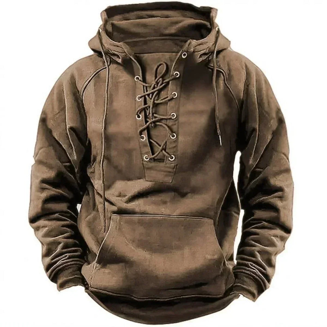 Bervin - Schwerer Hoodie mit Schnürung