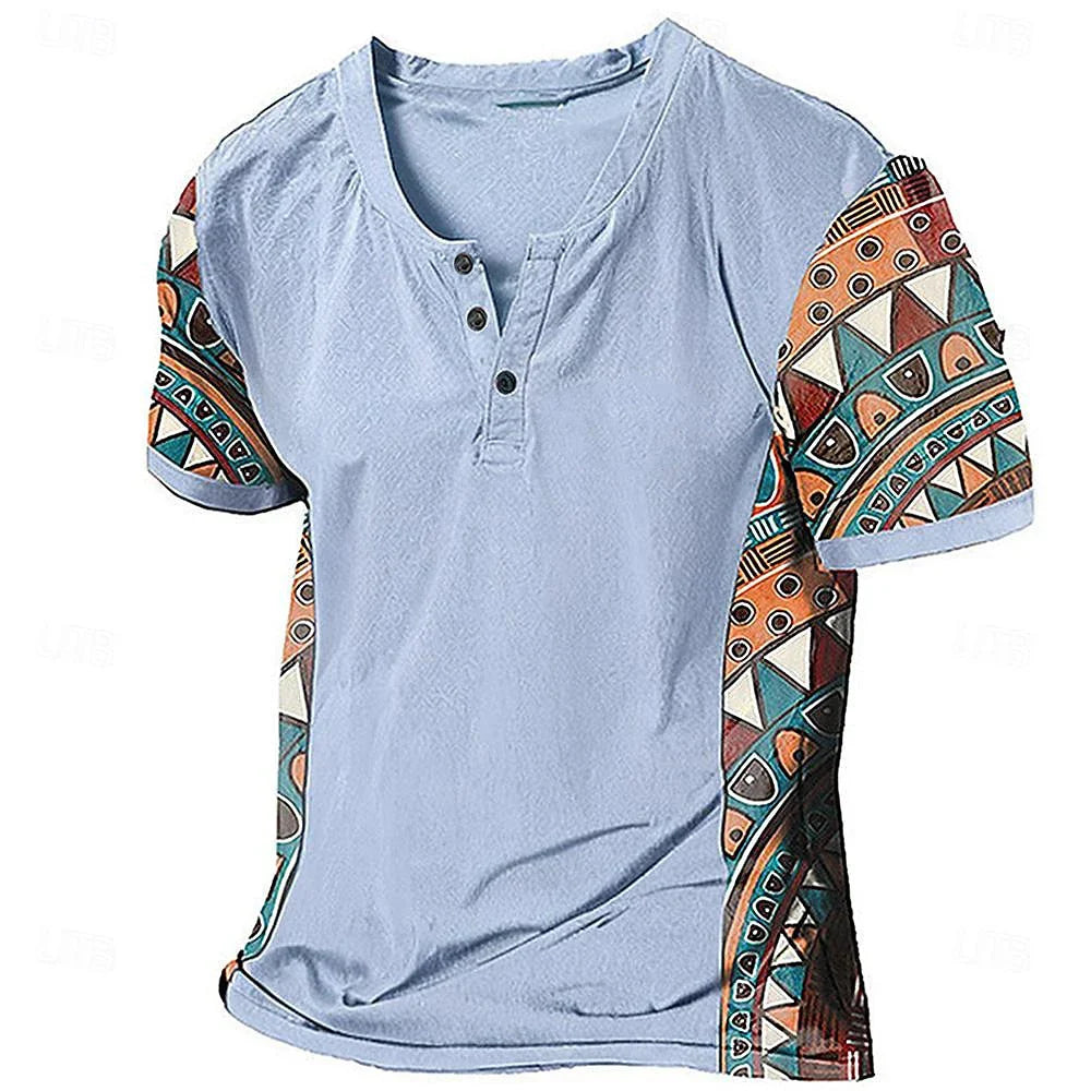 Zachary - Vintage-inspiriertes Henley-Shirt mit Tribal-Print
